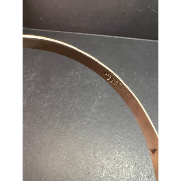 Vintage Sterling Silver Stamped Star & Dot Bangle Bracelet – Size 8.25 - Picture 2 of 12